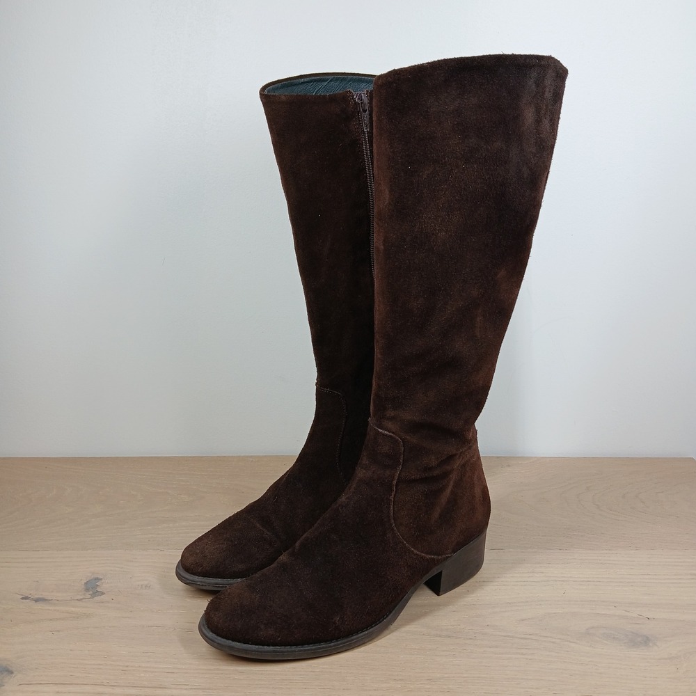 Toni Pons Boots Women's 6 Brown Suede Leather Tall Knee High Zip Riding Boots